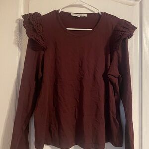 Joe's Jeans Plum Lace Sleeve Women's‎ Blouse L Cottage Whimsigoth Preppy Casual